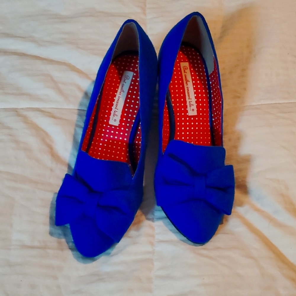 blue tweed heels